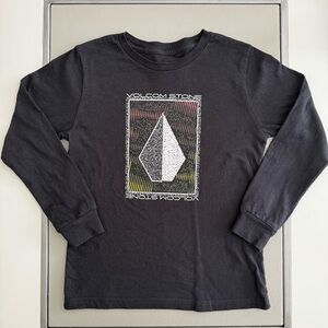 VOLCOM KIDS LOGO T-SHIRT | Balck | Long-sleeve Logo Tee | Size 6/L